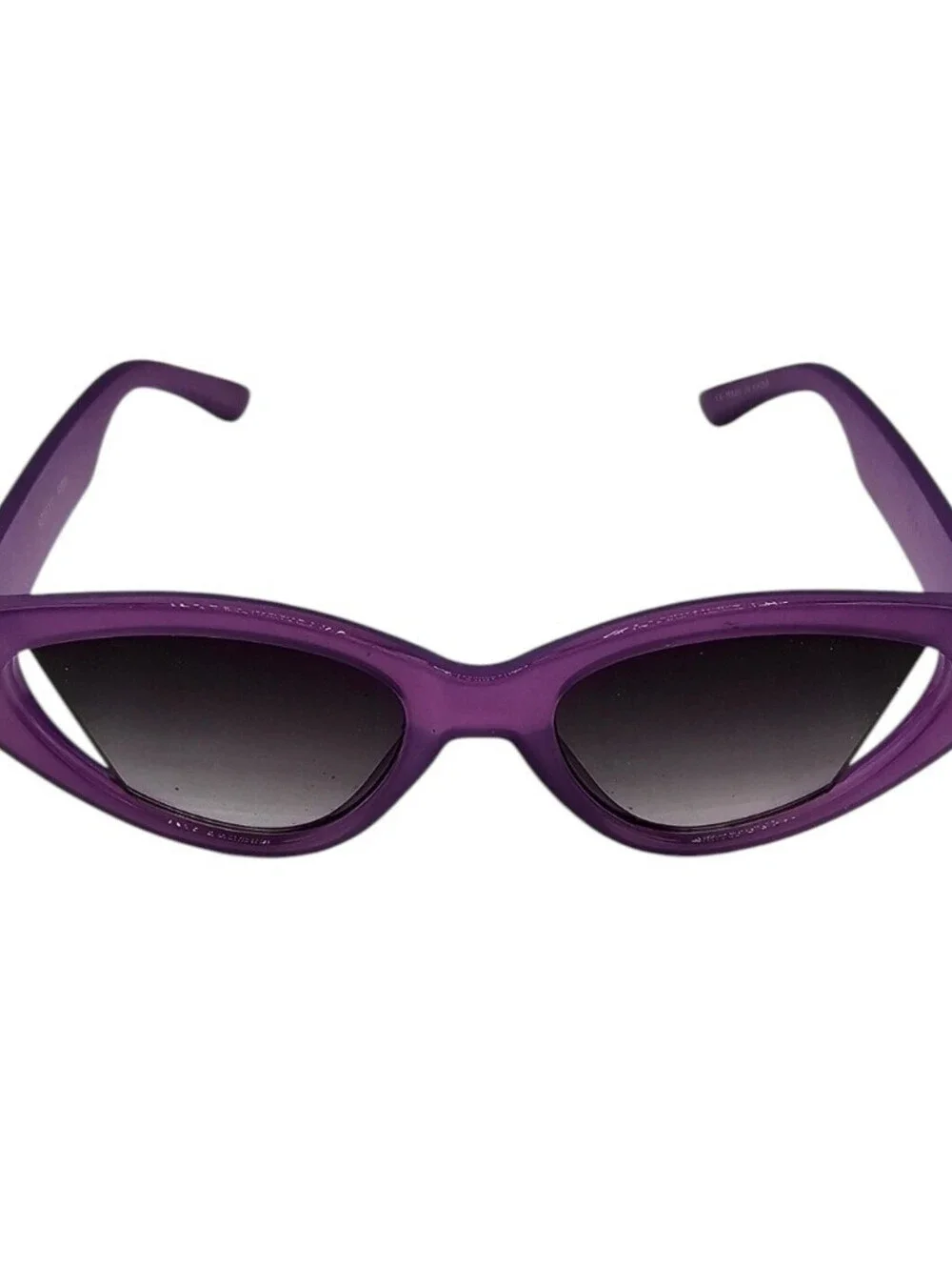 Vintage Mod Inspired Cat Eye Sunglasses Purple Plastic Frames Black Lenses